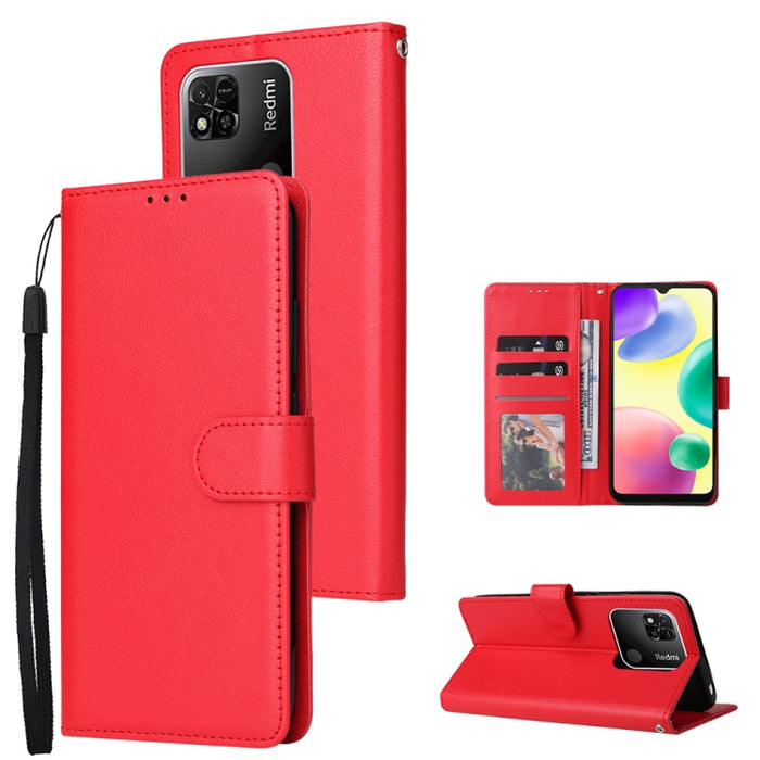 Estuche multifuncional de cuero con tapa horizontal y tres ranuras para tarjetas, For OPPO A15 / A15s / A35, For OPPO A5 / A3s / A12e / C1, For OPPO A37, For vivo Y31, For vivo Y91C / Y1s, For vivo Y53, For Xiaomi Redmi 10C