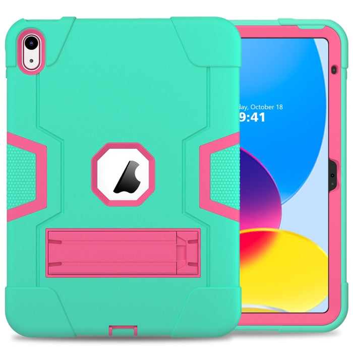 Funda para tableta de silicona + PC de color de contraste con soporte