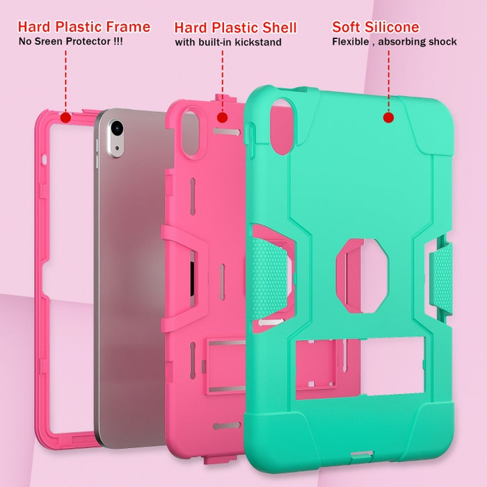 Funda para tableta de silicona + PC de color de contraste con soporte