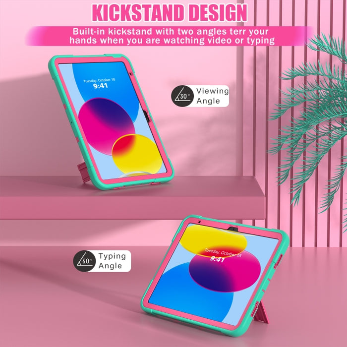 Funda para tableta de silicona + PC de color de contraste con soporte