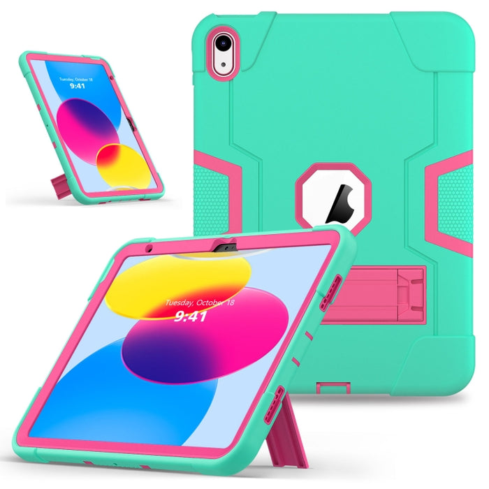 Funda para tableta de silicona + PC de color de contraste con soporte