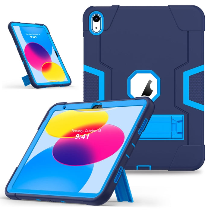 Funda para tableta de silicona + PC de color de contraste con soporte