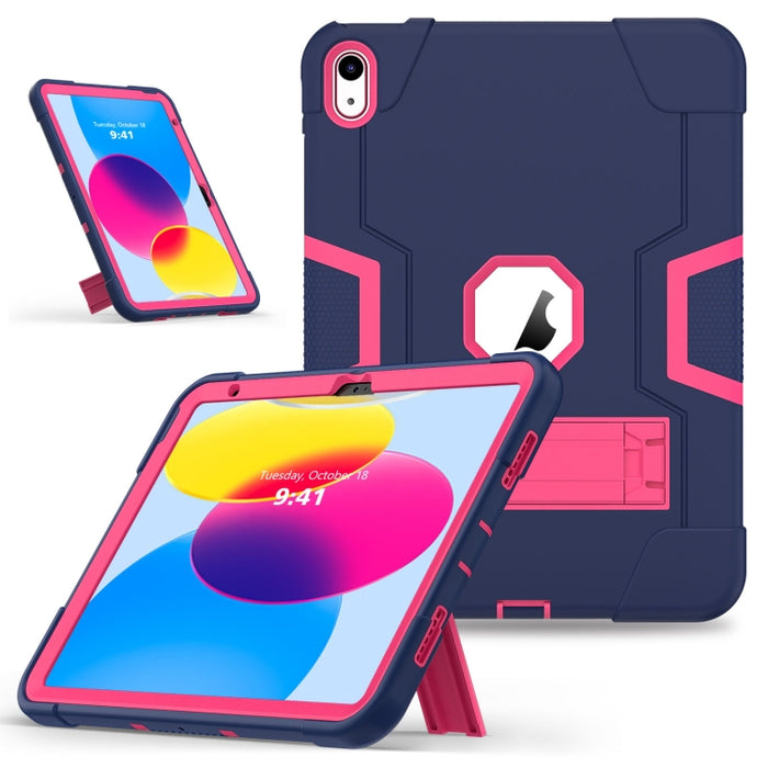 Funda para tableta de silicona + PC de color de contraste con soporte