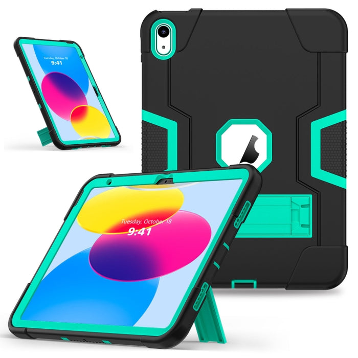Funda para tableta de silicona + PC de color de contraste con soporte