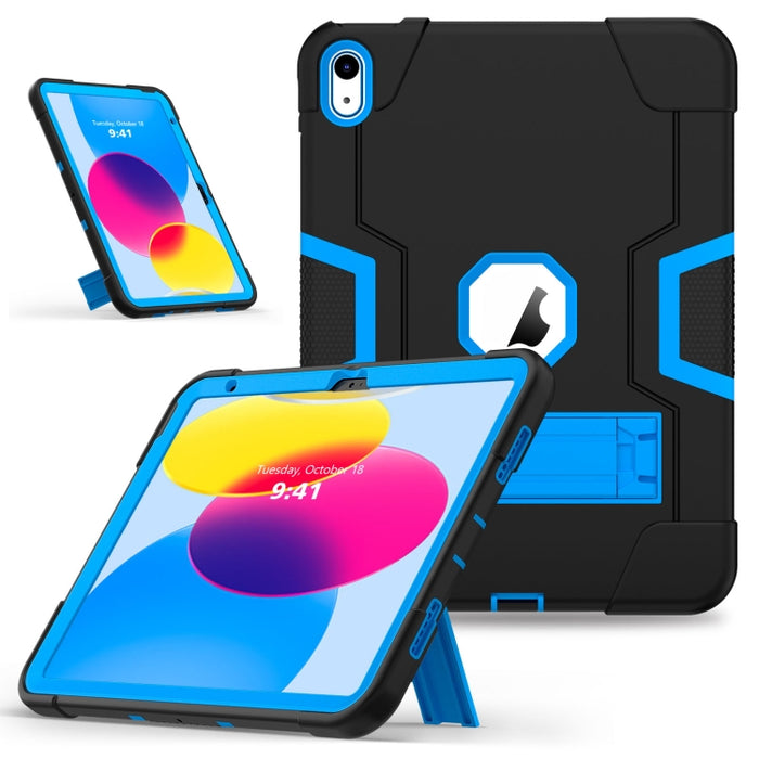 Funda para tableta de silicona + PC de color de contraste con soporte
