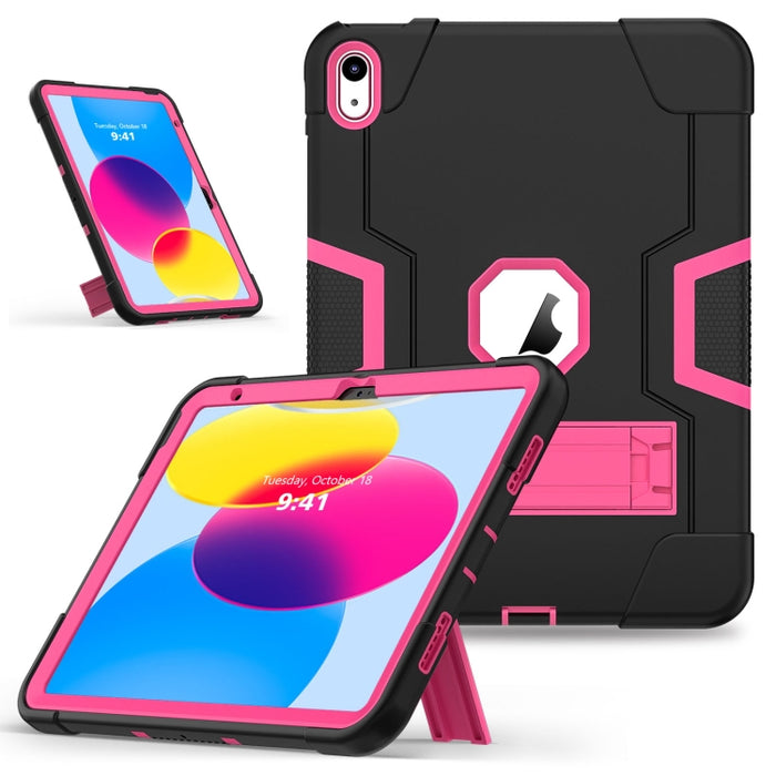Funda para tableta de silicona + PC de color de contraste con soporte