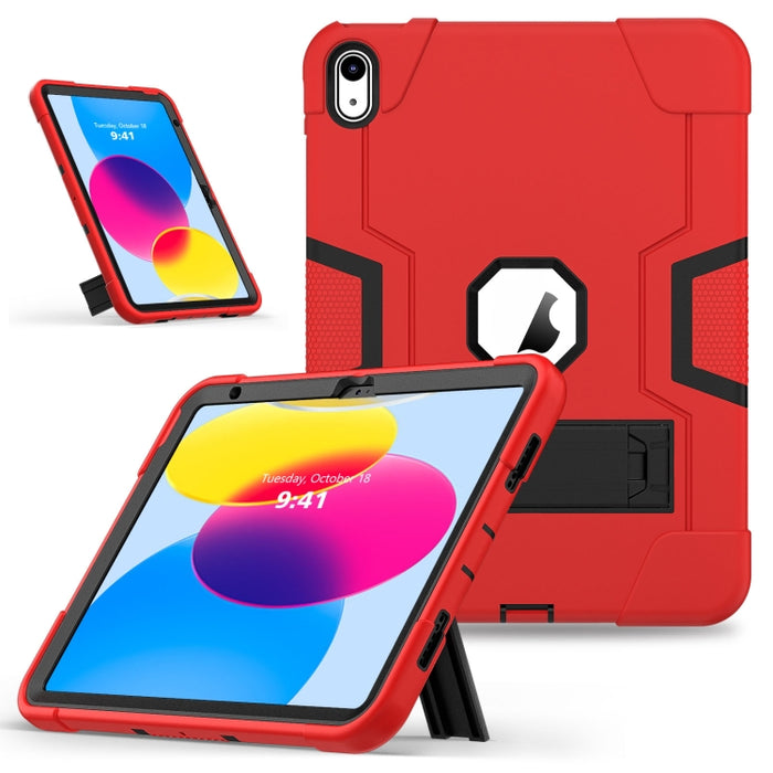 Funda para tableta de silicona + PC de color de contraste con soporte