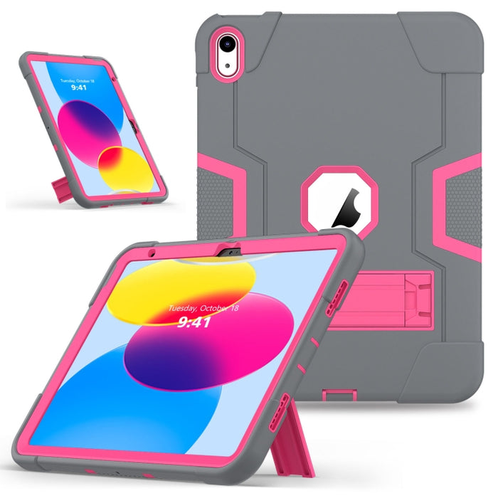 Funda para tableta de silicona + PC de color de contraste con soporte