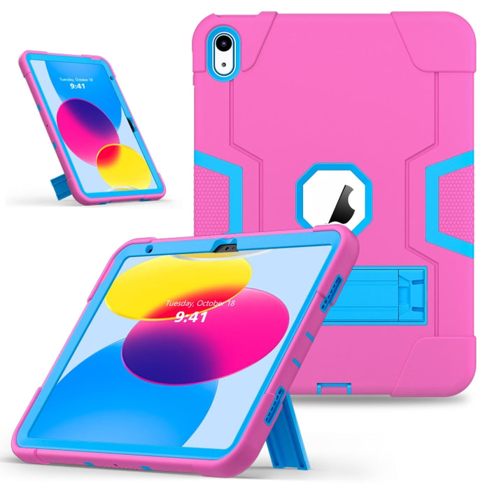Funda para tableta de silicona + PC de color de contraste con soporte