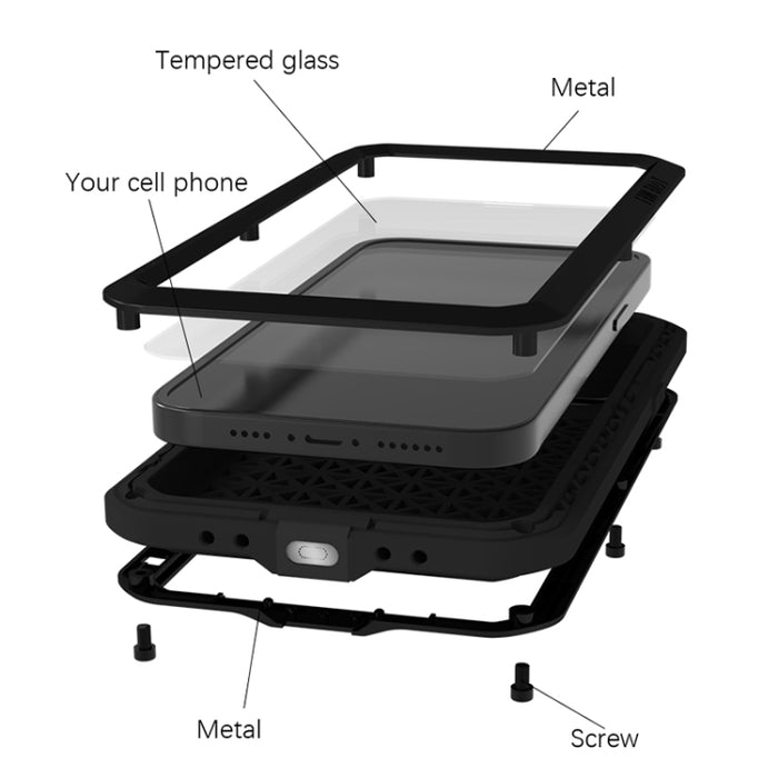 LOVE MEI Metal a prueba de golpes impermeable a prueba de polvo caja del teléfono