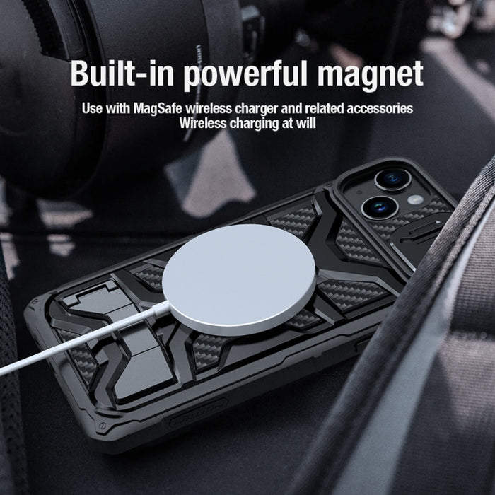 NILLKIN Diseño de cubierta de cámara deslizante TPU + PC Funda magnética para teléfono