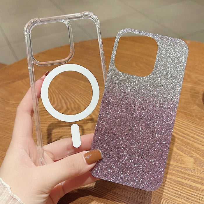 Estuche para teléfono a prueba de golpes de acrílico con purpurina de color degradado MagSafe