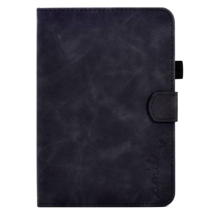 Estuche inteligente de cuero para tableta con tapa y sonrisa en relieve