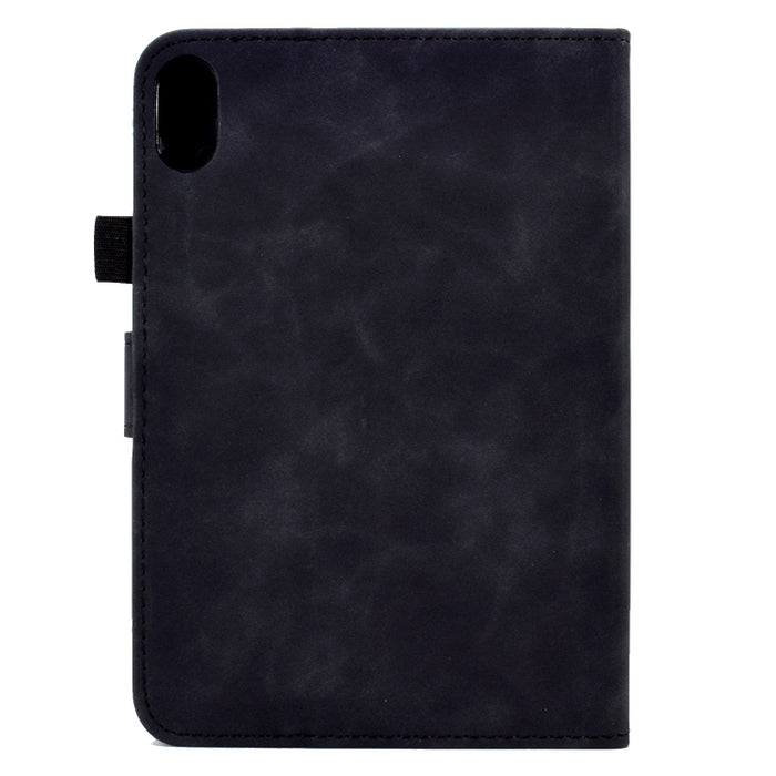 Estuche inteligente de cuero para tableta con tapa y sonrisa en relieve