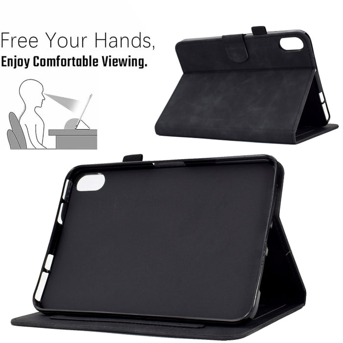 Estuche inteligente de cuero para tableta con tapa y sonrisa en relieve