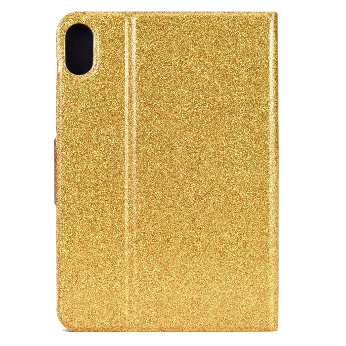 Estuche para tableta de cuero inteligente con polvo de brillo barnizado