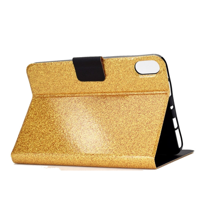 Estuche para tableta de cuero inteligente con polvo de brillo barnizado