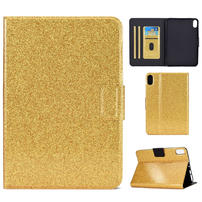 Estuche para tableta de cuero inteligente con polvo de brillo barnizado