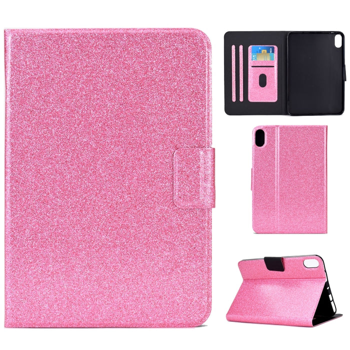 Estuche para tableta de cuero inteligente con polvo de brillo barnizado