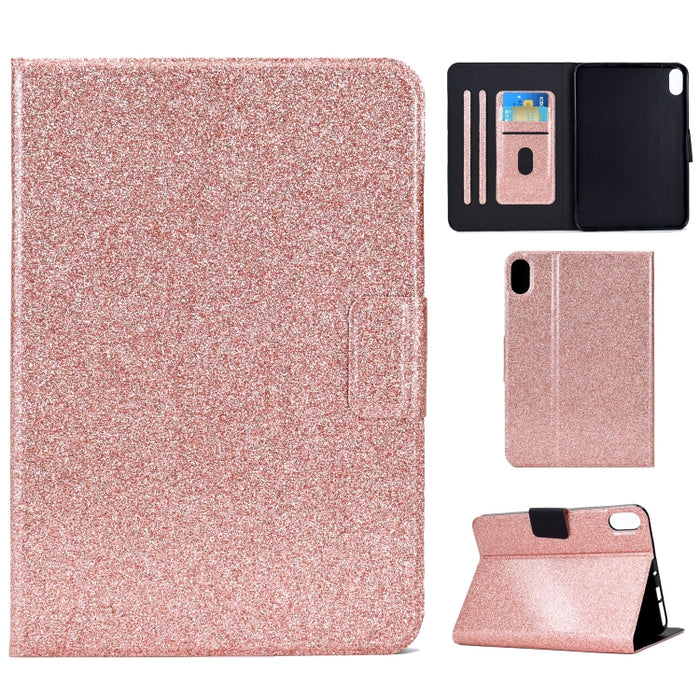 Estuche para tableta de cuero inteligente con polvo de brillo barnizado