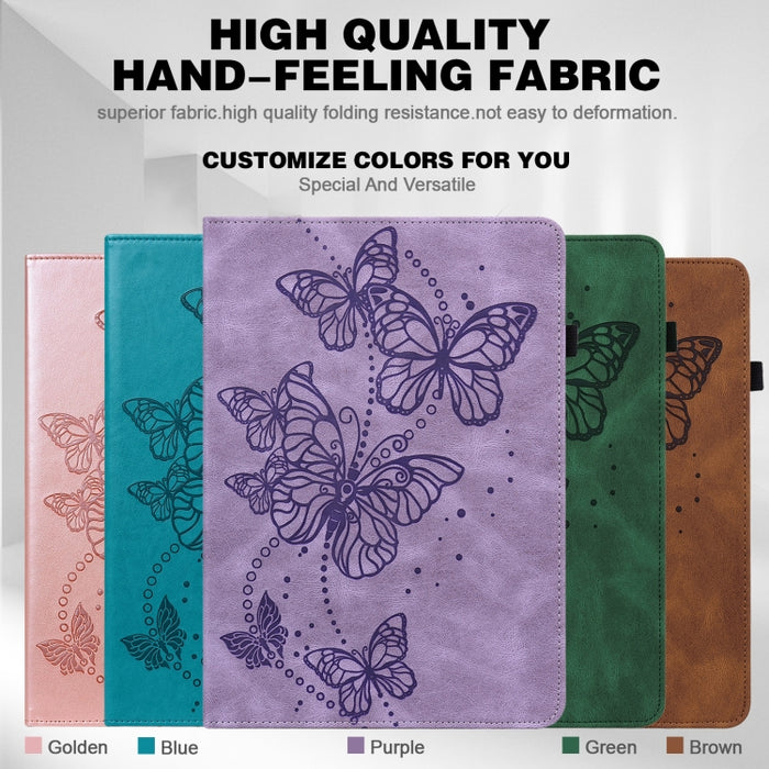 Funda para tableta de cuero con mariposa en relieve