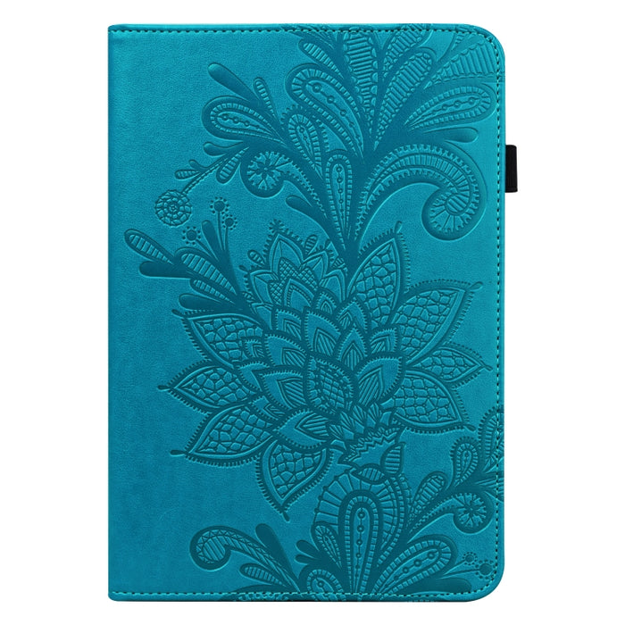 Estuche para tableta de cuero con estampado de flores de encaje