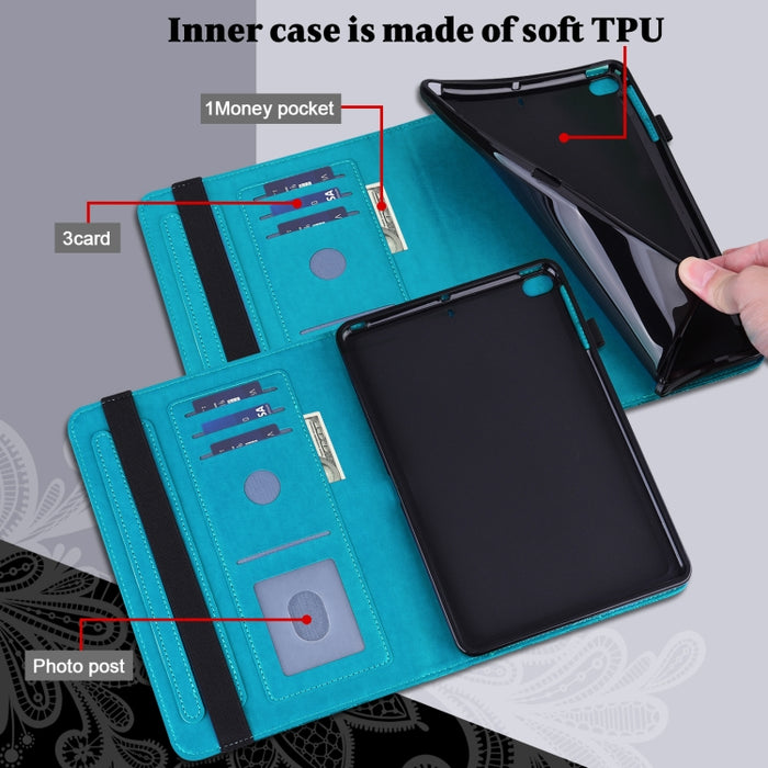 Estuche para tableta de cuero con estampado de flores de encaje