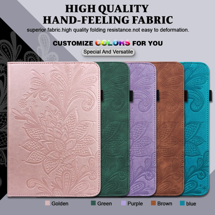 Estuche para tableta de cuero con estampado de flores de encaje