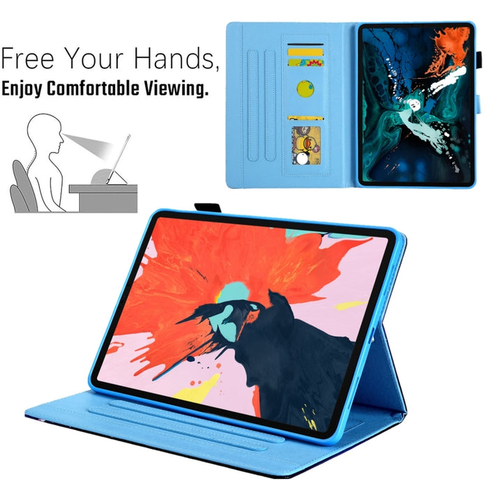 Estuche para tableta inteligente de cuero con dibujo coloreado