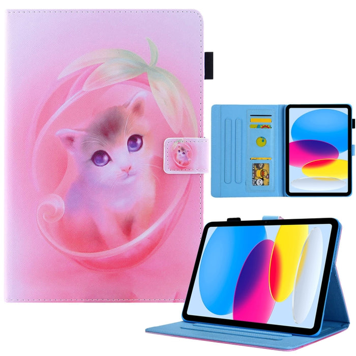 Estuche para tableta inteligente de cuero con dibujo coloreado
