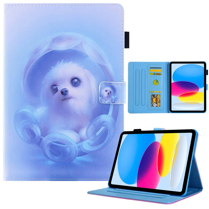 Estuche para tableta inteligente de cuero con dibujo coloreado