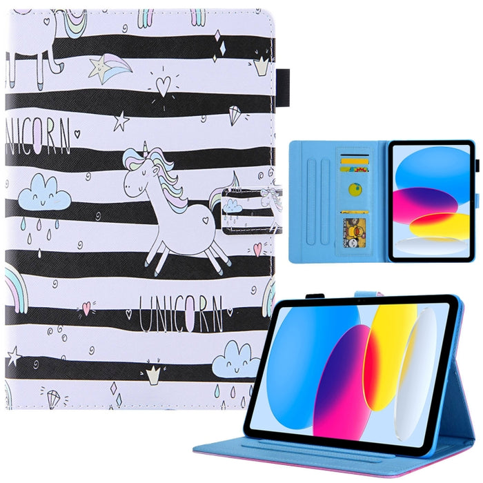 Estuche para tableta inteligente de cuero con dibujo coloreado
