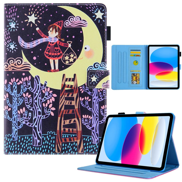 Estuche para tableta inteligente de cuero con dibujo coloreado