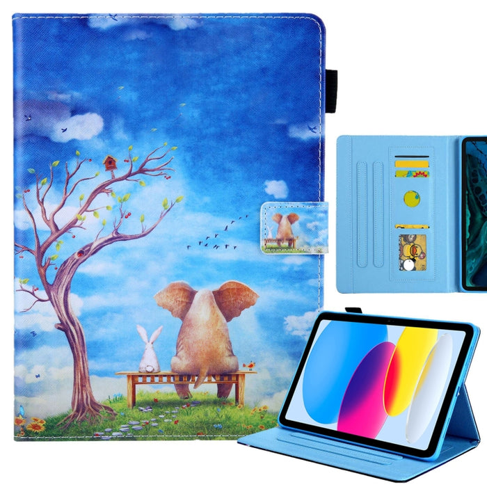 Estuche para tableta inteligente de cuero con dibujo coloreado