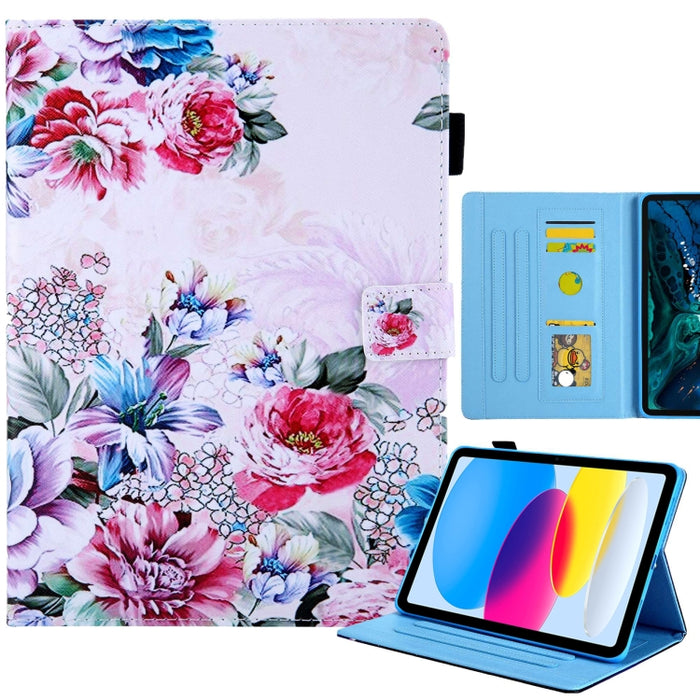 Estuche para tableta inteligente de cuero con dibujo coloreado