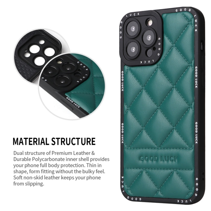 Estuche para teléfono de cuero con patrón de diamantes