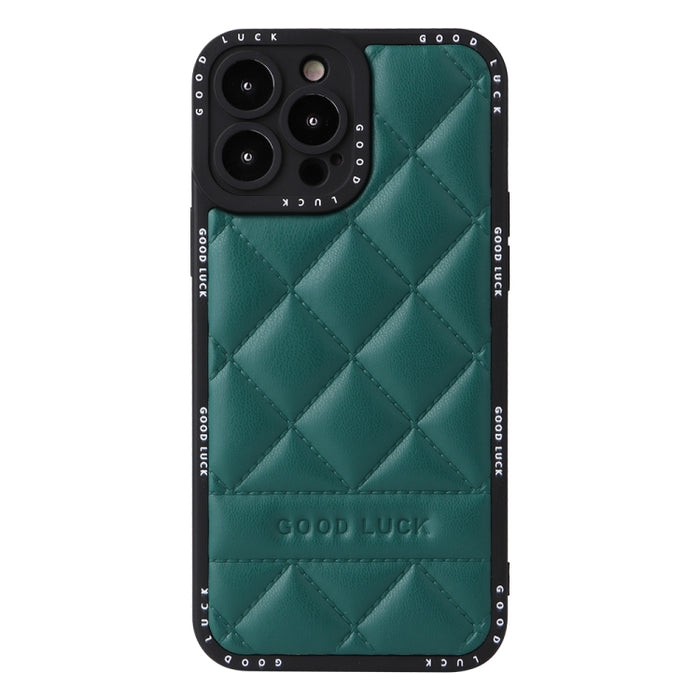 Estuche para teléfono de cuero con patrón de diamantes