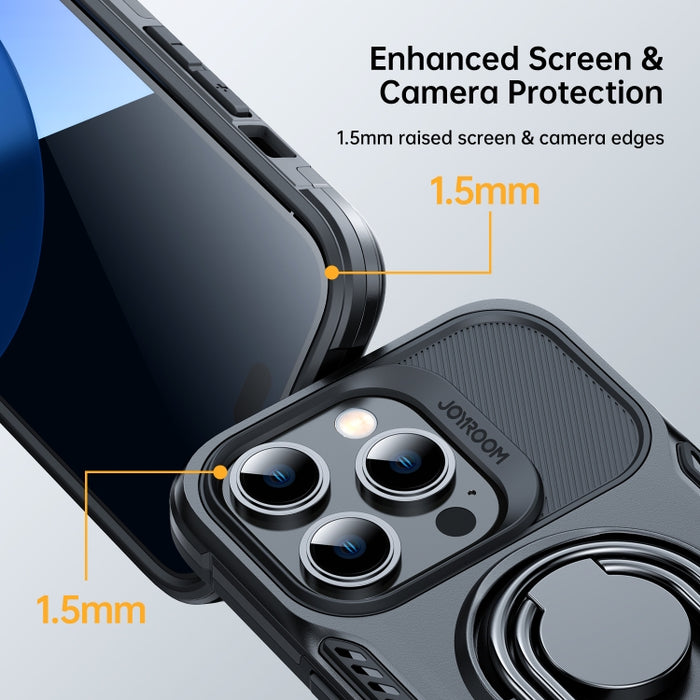 JOYROOM PC + TPU Estuche para teléfono a prueba de golpes de doble capa con soporte giratorio