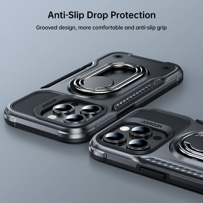 JOYROOM PC + TPU Estuche para teléfono a prueba de golpes de doble capa con soporte giratorio