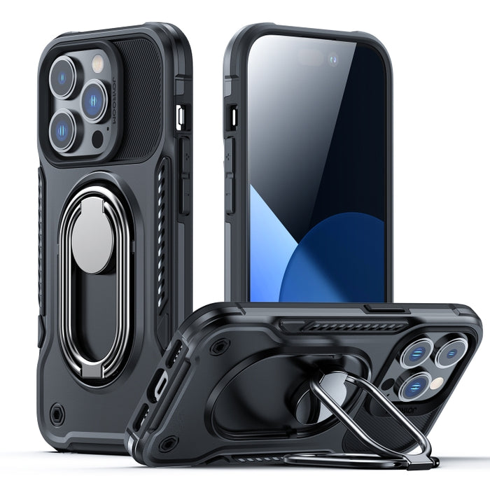 JOYROOM PC + TPU Estuche para teléfono a prueba de golpes de doble capa con soporte giratorio