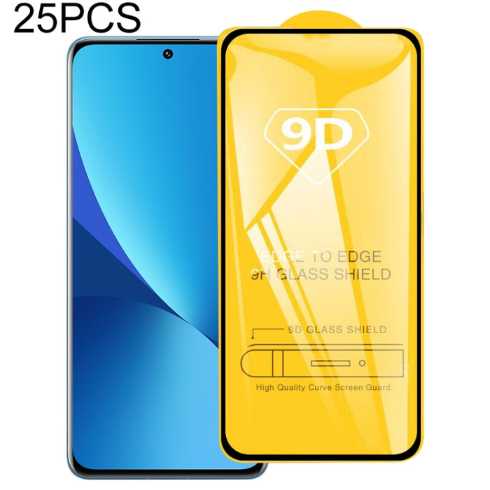 Película de vidrio templado de pantalla completa con pegamento completo 9D de 25 piezas, For Xiaomi 13 (25 PCS)
