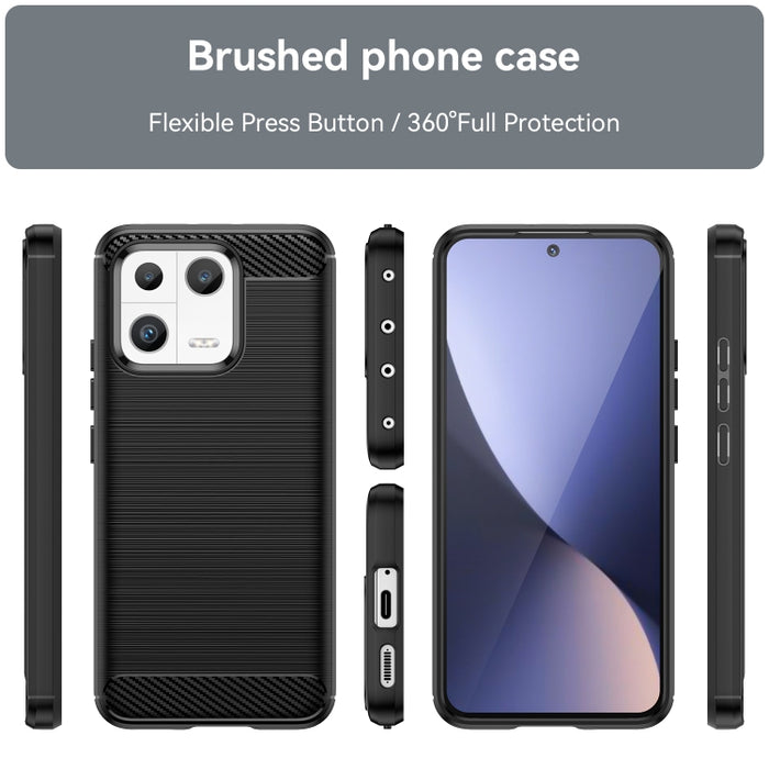 Caja de teléfono TPU de fibra de carbono con textura cepillada, For Xiaomi 13, For Xiaomi 13 Pro