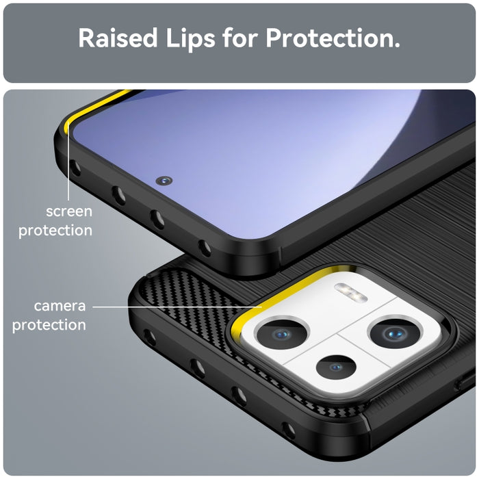 Caja de teléfono TPU de fibra de carbono con textura cepillada, For Xiaomi 13, For Xiaomi 13 Pro
