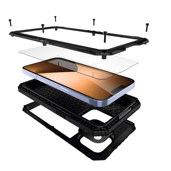 Caja de teléfono de silicona + metal a prueba de agua a prueba de golpes a prueba de polvo