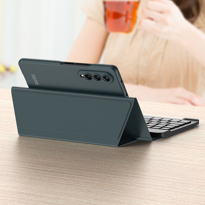 Para Samsung Galaxy Z Fold3 5G / Fold4 5G / Mate X2 / Mate XS 2 GKK Estuche de cuero con teclado Bluetooth plegable magnético (fibra de carbono negro)