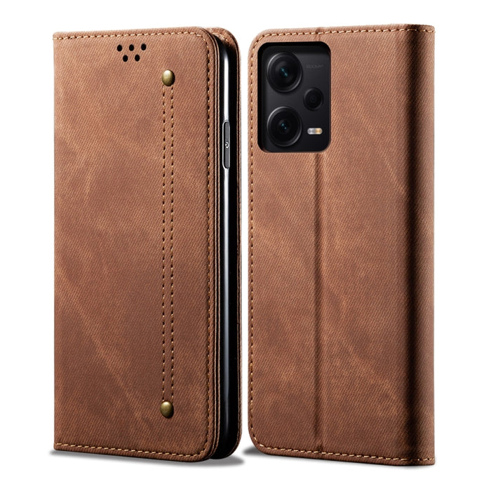 Estuche para teléfono de cuero con textura de mezclilla, For Xiaomi Redmi Note 12 China, For Xiaomi Redmi Note 12 Pro 5G China, For Xiaomi Redmi Note 12 Pro+ China