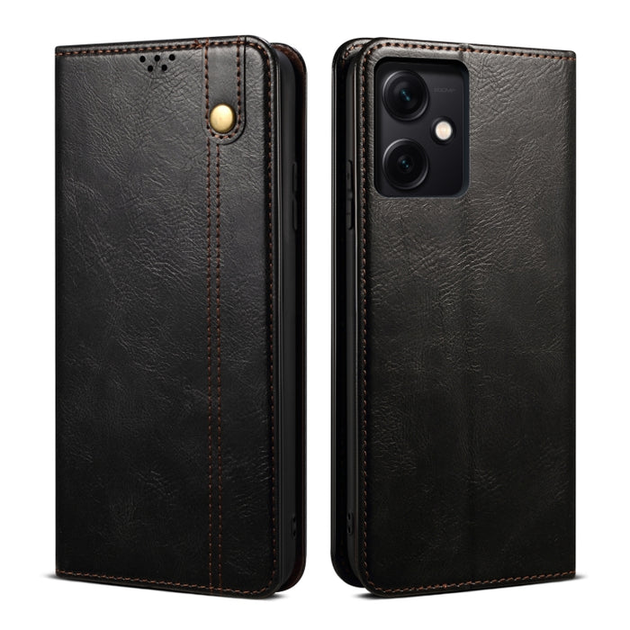 Caja de teléfono de cuero con textura de caballo loco de cera de aceite, For Xiaomi Redmi Note 12 China, For Xiaomi Redmi Note 12 Pro 5G China, For Xiaomi Redmi Note 12 Pro+ China