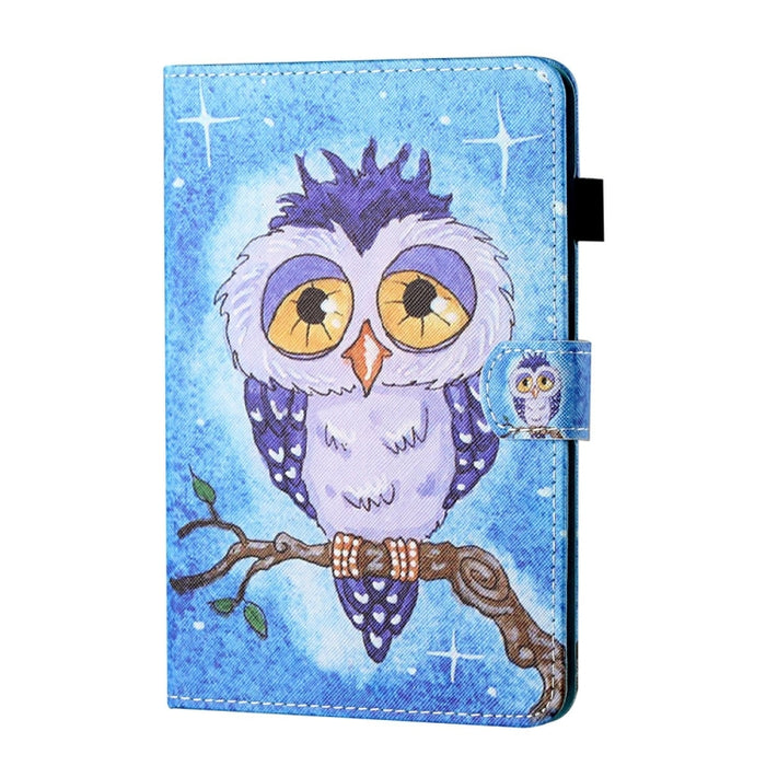 Estuche para tableta de cuero inteligente con costura de dibujo coloreado