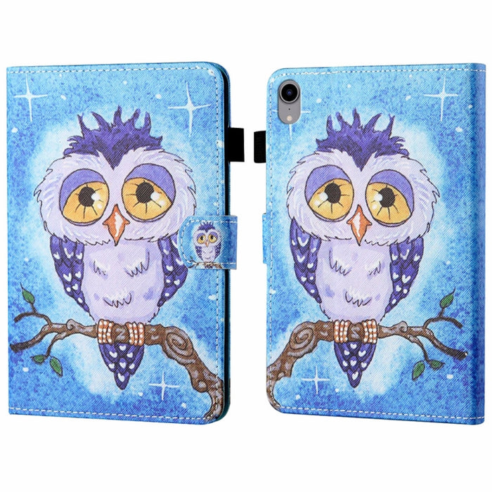 Estuche para tableta de cuero inteligente con costura de dibujo coloreado