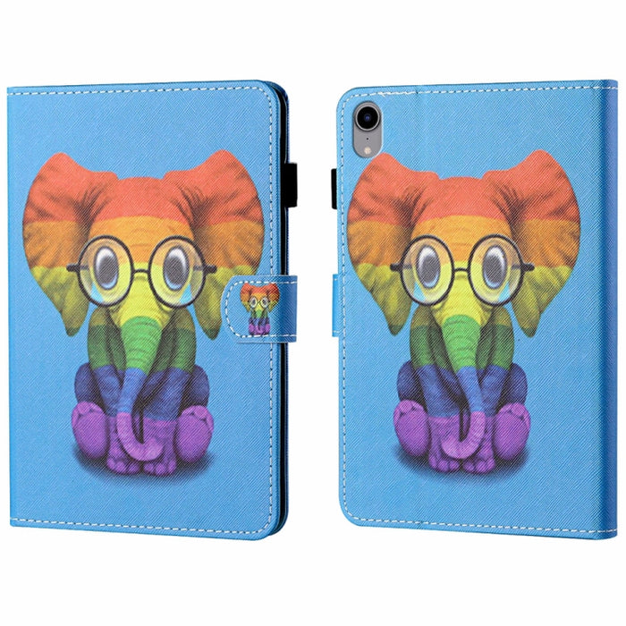 Estuche para tableta de cuero inteligente con costura de dibujo coloreado